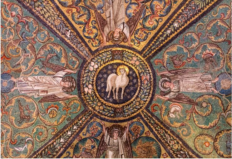 This 6th-century mosaic of the Lamb of God is on the chancel ceiling of the Basilica of San Vitale in Ravenna, Italy.
Photo: Fr. Lawrence Lew, OP.